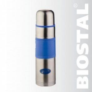 Термос BIOSTAL NB-750P-B 0.75 л, узкое горло,с крышкой-чашкой, цветная резиновая вставка, синий