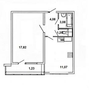 Продажа 1-комнатной квартиры площадью 38,5 кв м