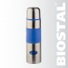 .Термос BIOSTAL NB-750P-B 0.75 л, узкое горло,с крышкой-чашкой, цветная резиновая вставка, синий.